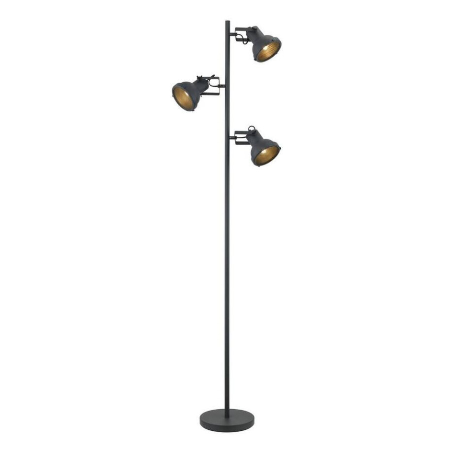 Leen Bakker - Vloerlamp Riga 3-spot - - 152xØ22 Cm - Metaal - Zwart afbeelding 1