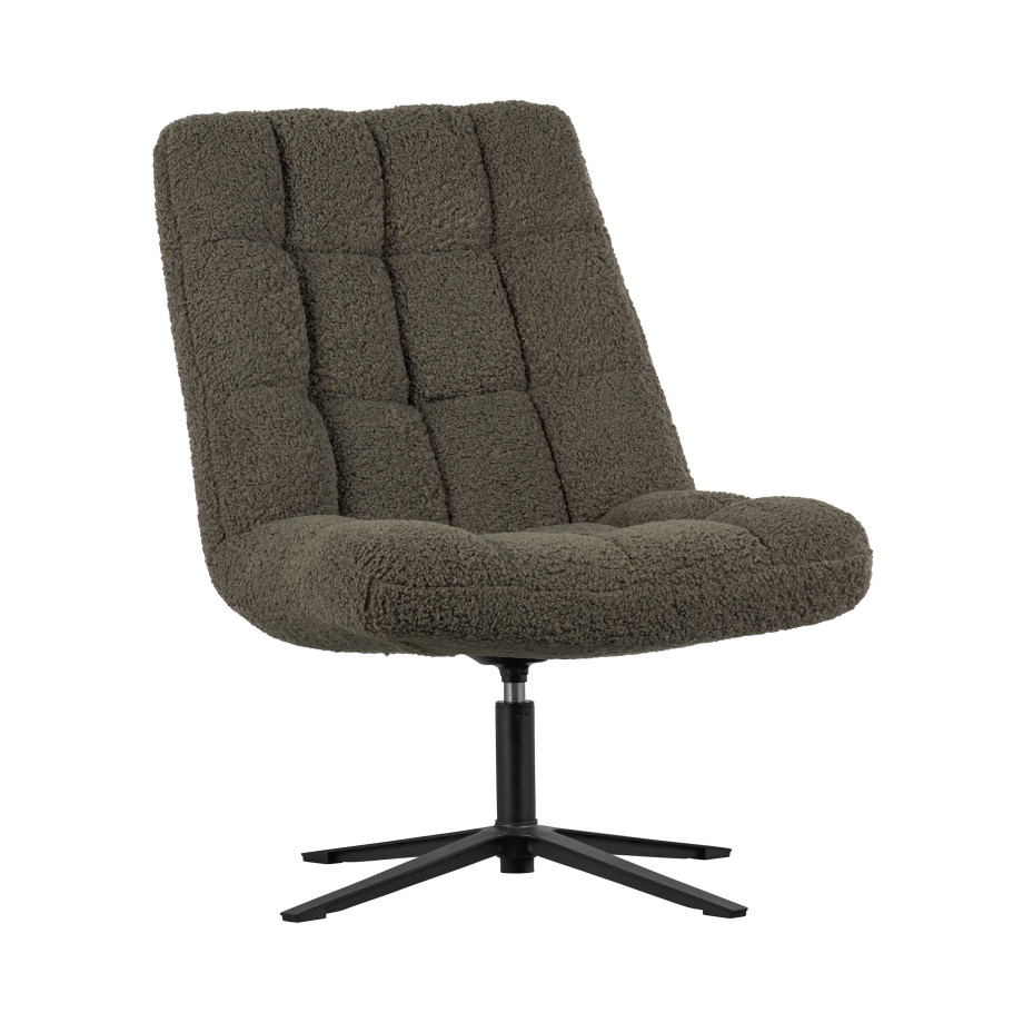 WOOOD Draaifauteuil 'Job' Teddy, kleur Groen afbeelding 1