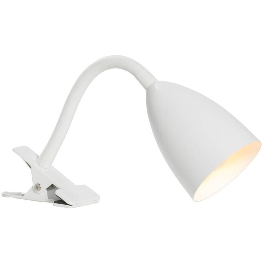 Leen Bakker - Bureaulamp Knijper - - E14 - 35xØ9 Cm - Metaal - Wit afbeelding 1