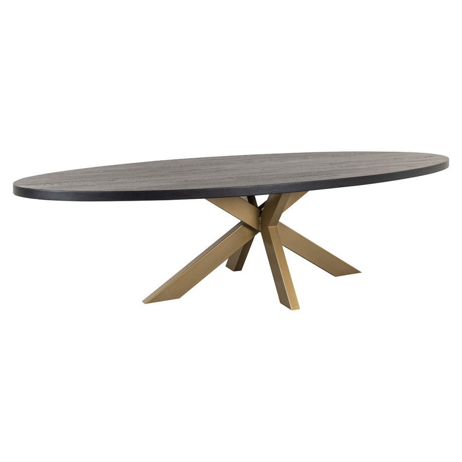 Richmond Ovale Eettafel 'Watson' 235 x 110cm, kleur Zwart/Goud afbeelding 1