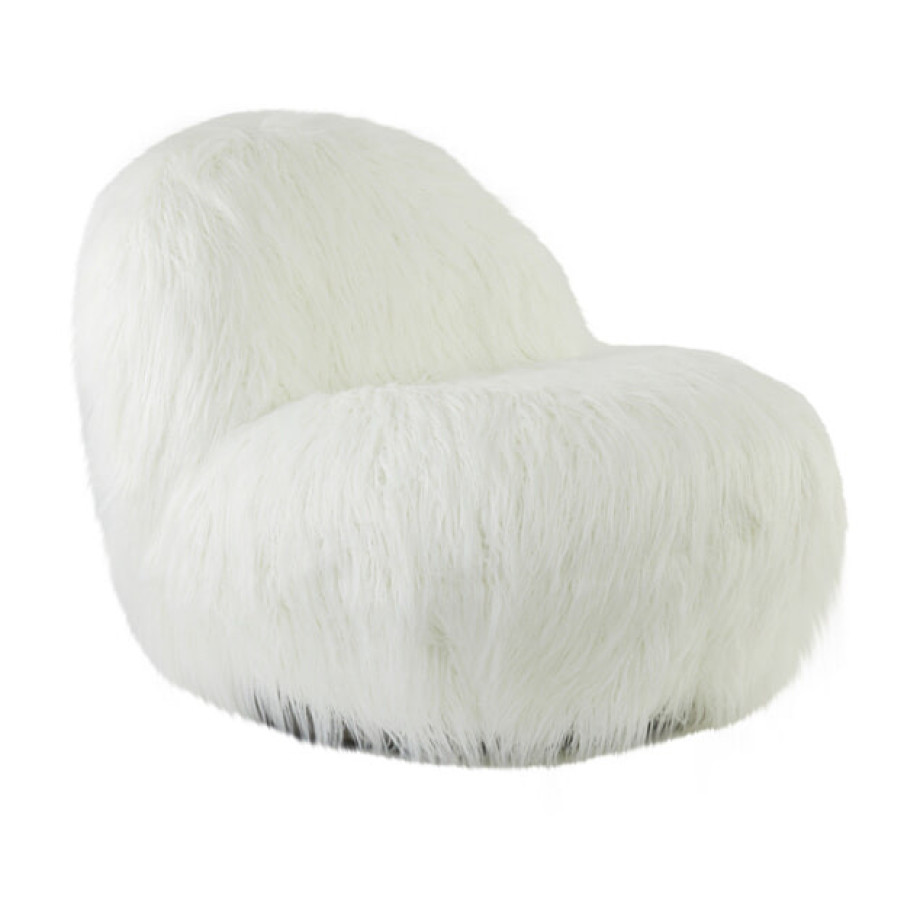 Light & Living Fauteuil 'Gumaca' Furry, kleur Wit afbeelding 1