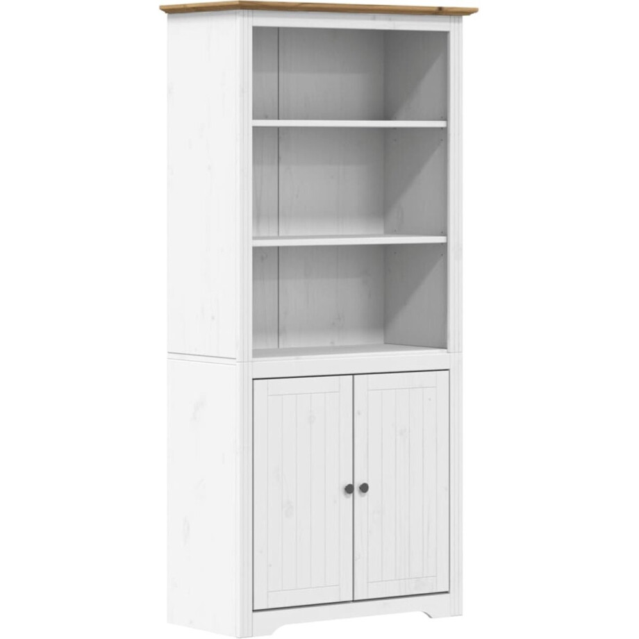 vidaXL - Boekenkast - BODO - 82x40x173 - cm - massief - grenenhout - wit - en - bruin afbeelding 1