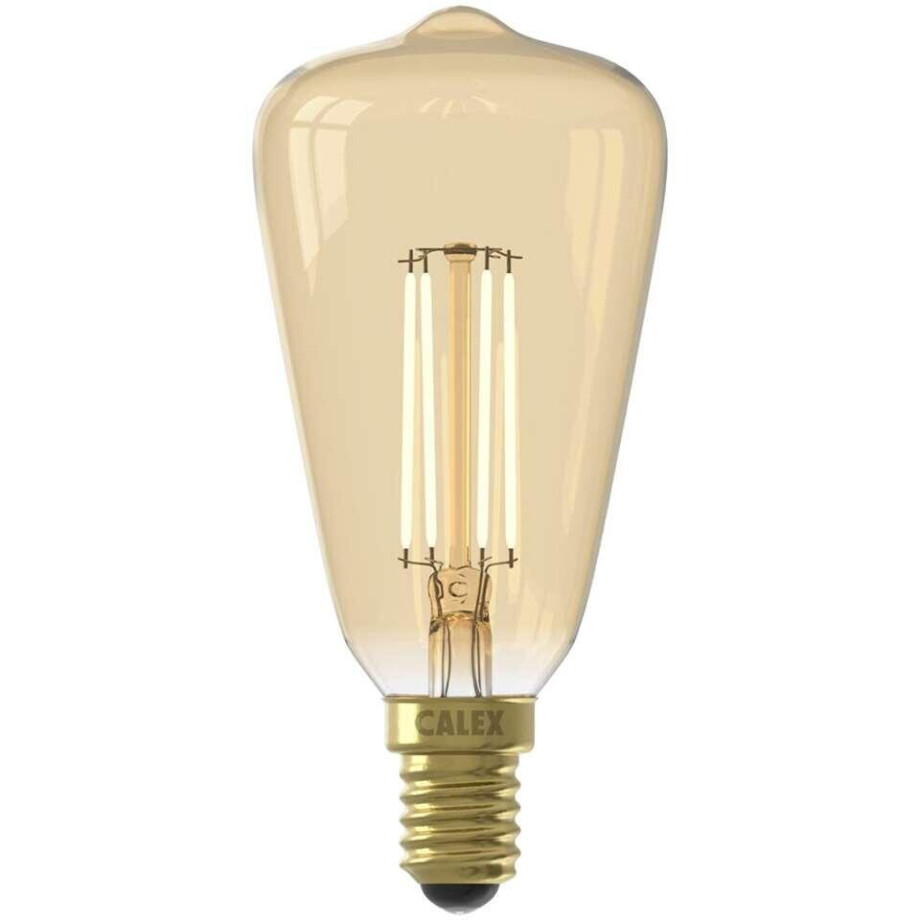 Leen Bakker - Calex LED Rustieklamp - Goudkleur - E14 - 3,5W - 250ML - Dimbaar - Glas - Goudkleurig - H10.5 Cm afbeelding 1
