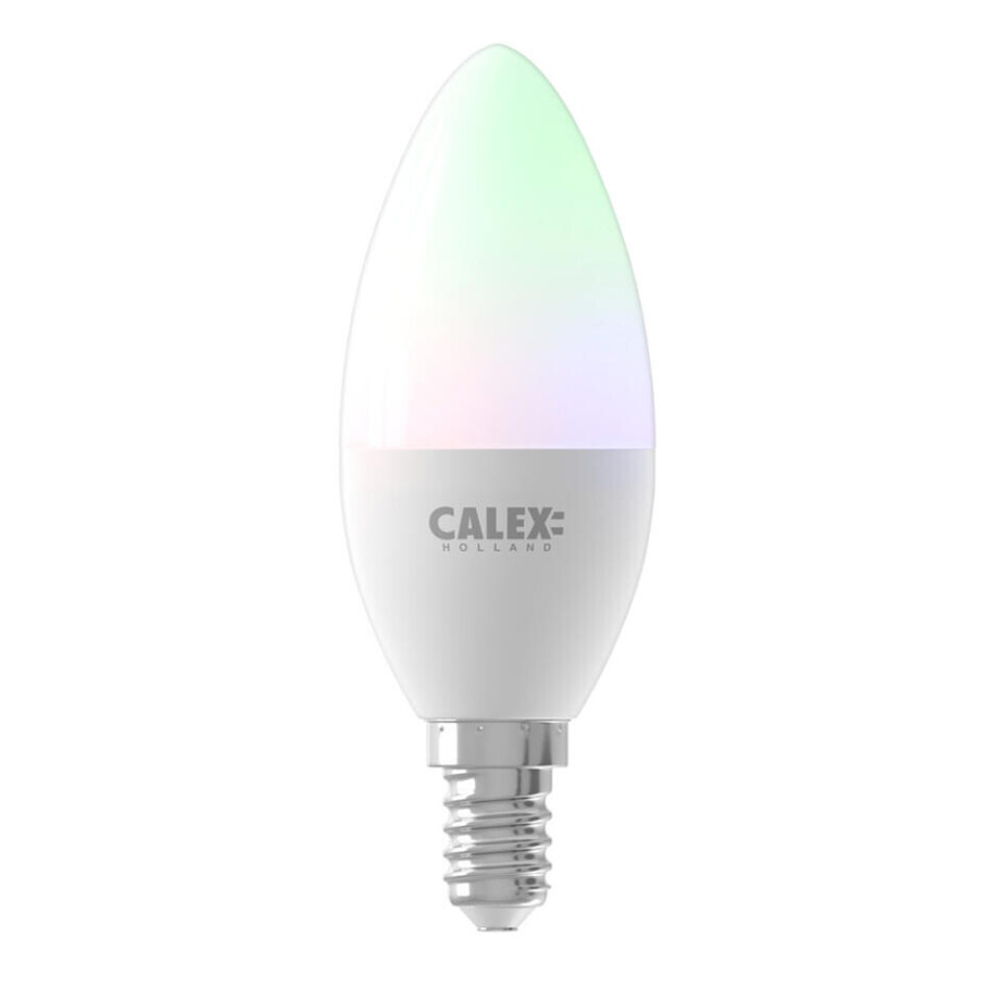 Leen Bakker - Calex Smart LED-kaarslamp - E14 - 4,9W - 470LM - +RGB - Kunststof - Wit - 3.7x3.7x11.4 Cm afbeelding 1