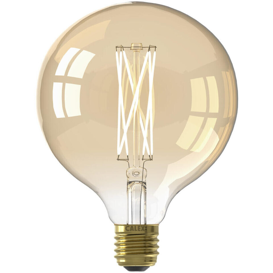 Leen Bakker - LED Lamp E27 5W Dimbaar - Glas - Goudkleurig - 12.5x12.5x17.6 Cm afbeelding 1