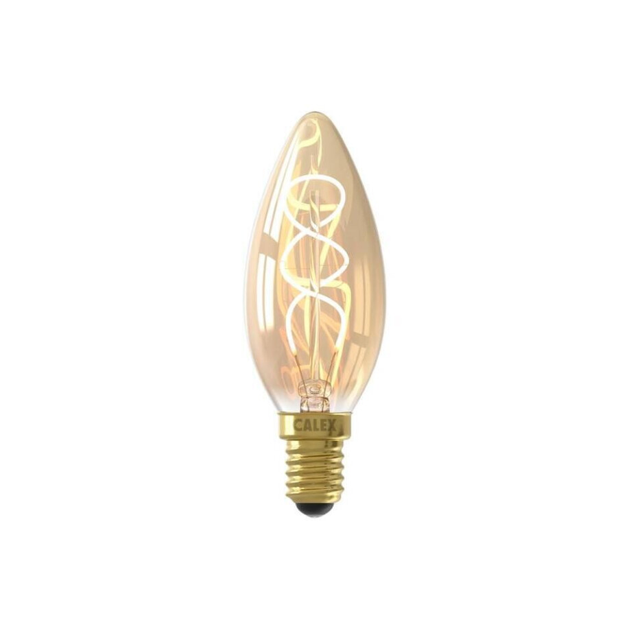 Leen Bakker - Calex LED Kaarslamp - Goudkleur - E14 - 2,5W - 136LM - Dimbaar - Glas - Goudkleurig - 3.5x3.5x9.8 Cm afbeelding 1