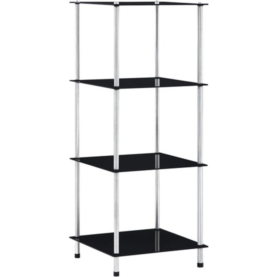 vidaXL - Kastje - 4-laags - 40x40x100 - cm - gehard - glas - zwart afbeelding 1