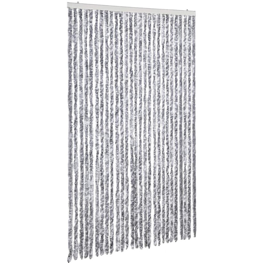 vidaXL - Vliegengordijn - 118x220 - cm - chenille - wit - en - grijs afbeelding 1