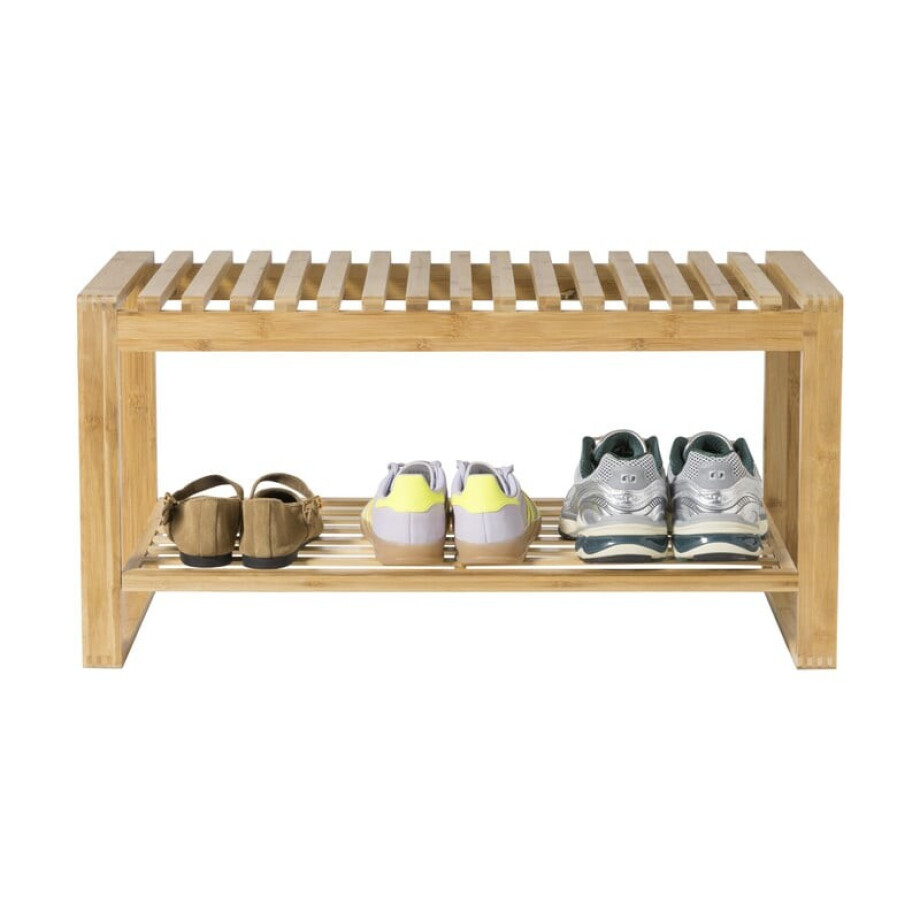 Schoenenrek 2-laags Helge bamboe - bruin - 38x76x38 cm afbeelding 