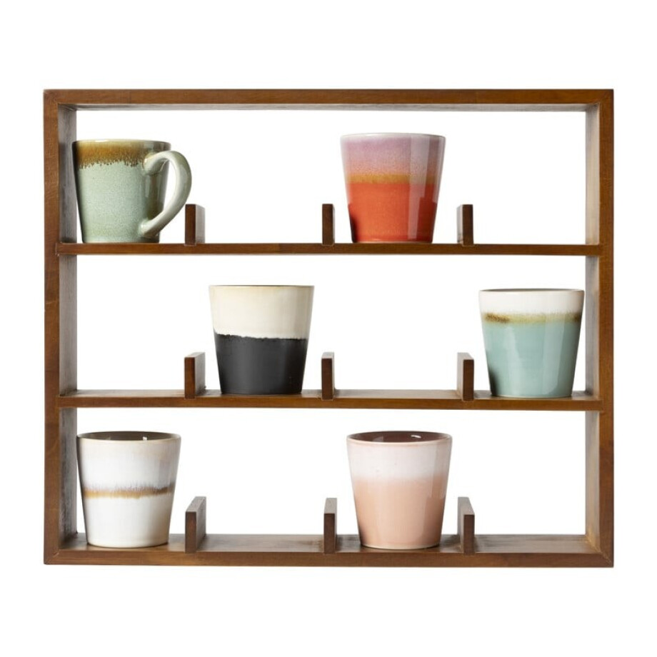 Wandkastje voor 12 mokken - bruin - 45x38x9 cm afbeelding 