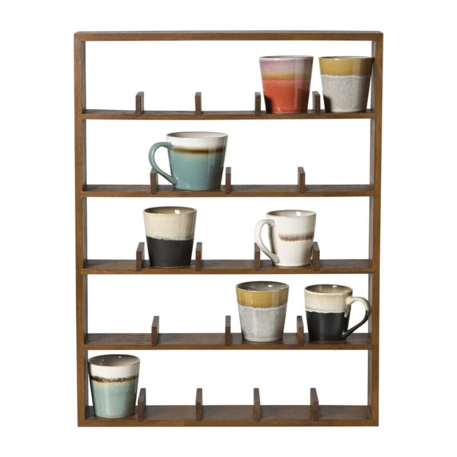 Wandkast voor 23 mokken - bruin - 63.5x48x9 cm afbeelding 