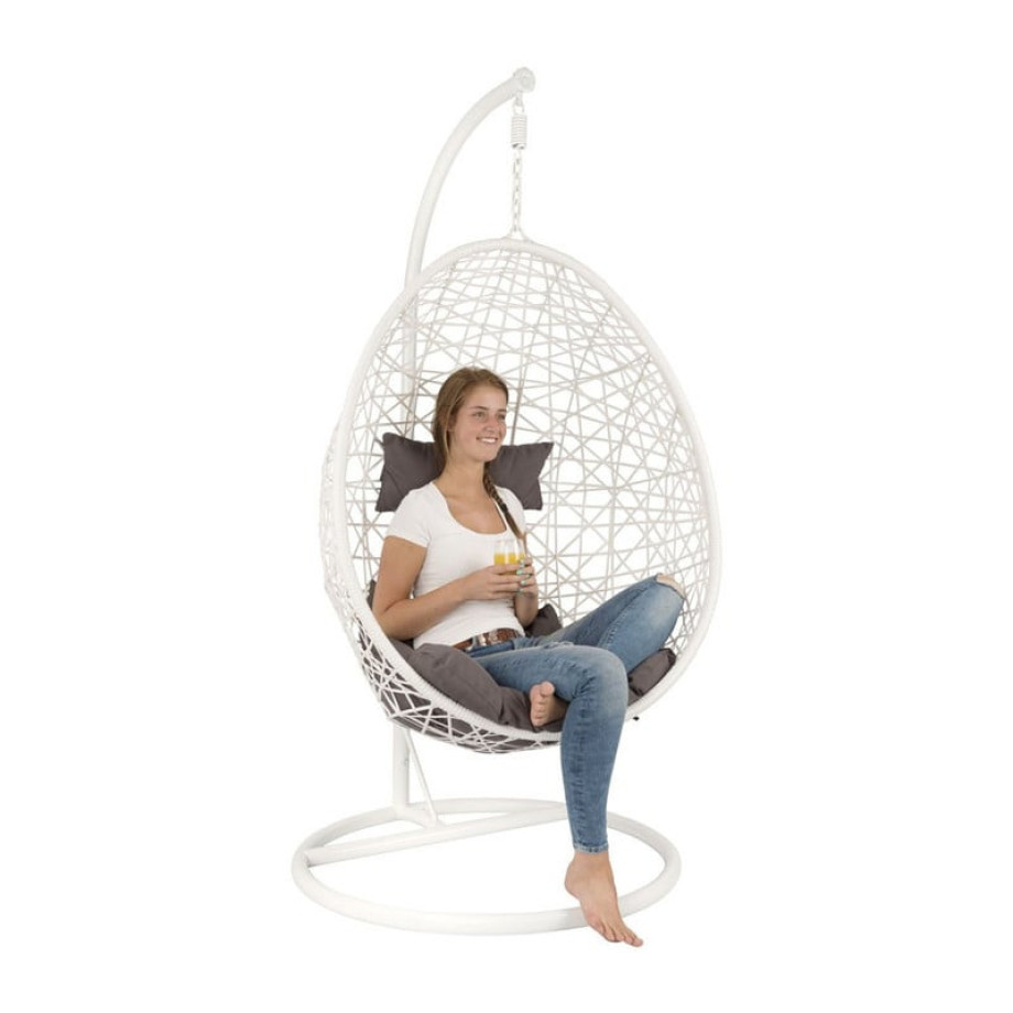Hangstoel swing met standaard - wit - 200x95x95 cm afbeelding 