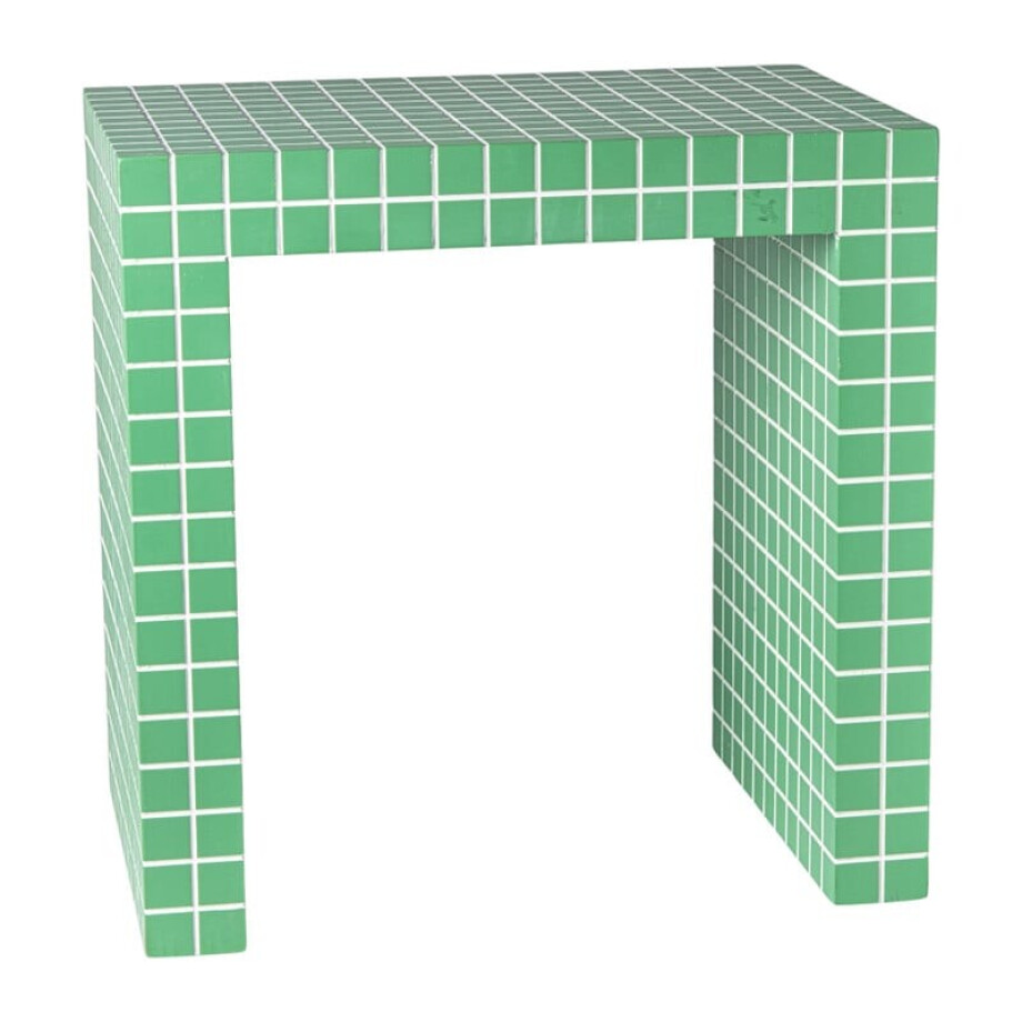 Bijzettafel checks - groen - 48x48x32 cm afbeelding 