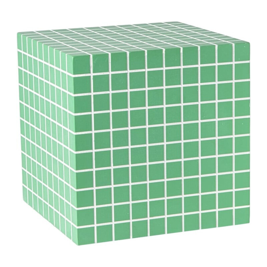 Bijzettafel kubus checks - groen - 30x30x30 cm afbeelding 