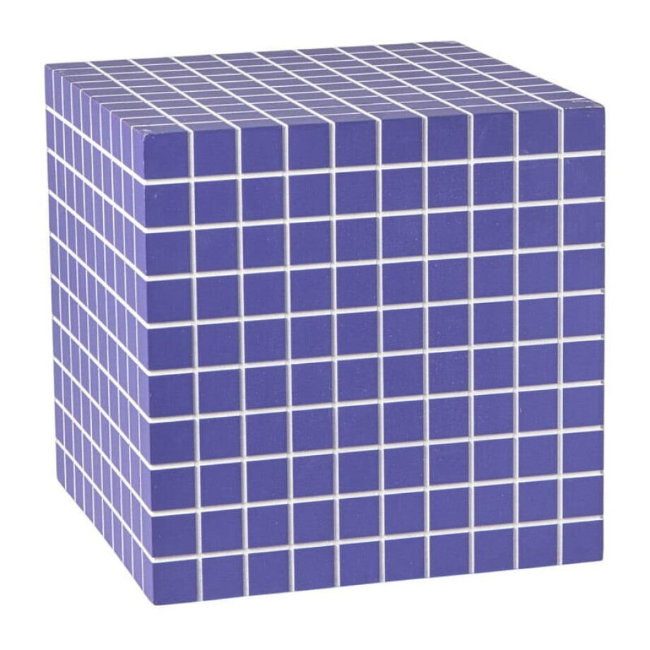 Bijzettafel kubus checks - paars - 30x30x30 cm Bijzettafel kubus checks - paars - 30x30x30 cm afbeelding