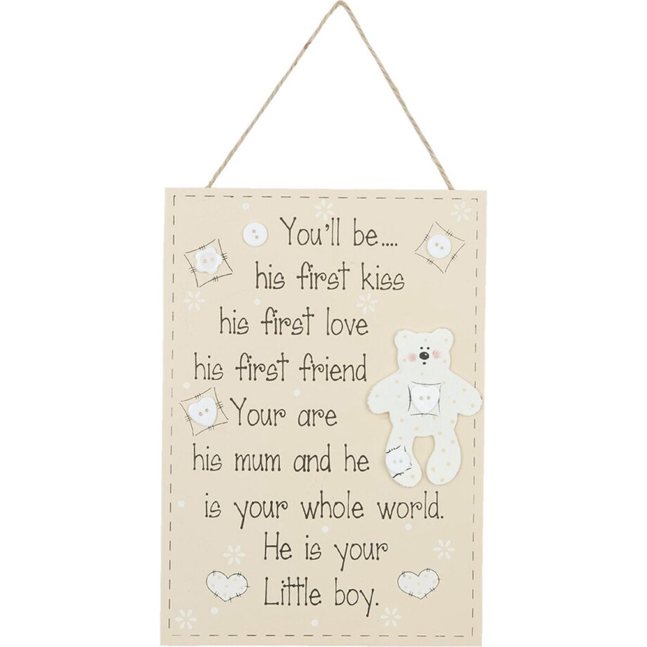 Clayre & Eef Tekstbord 6H0863 17*24 cm Creme Hout Rechthoek Wandbord Quote Bord Spreuk afbeelding 1