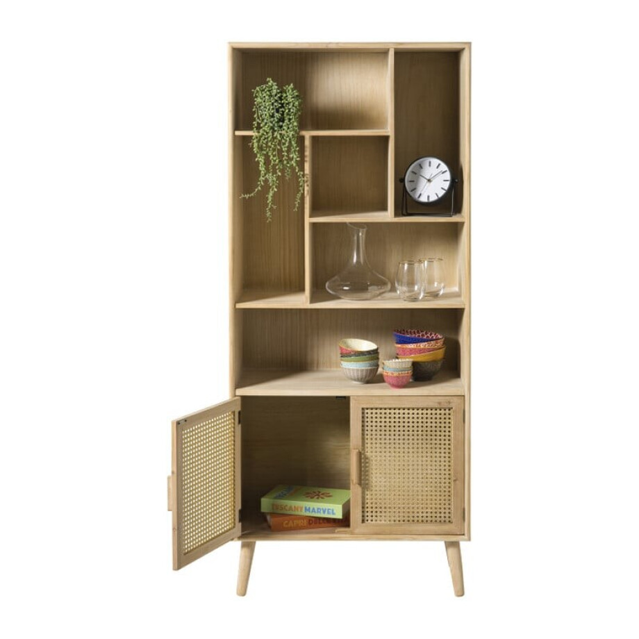 Vakkenkast Java met deuren - bruin - 170x70x33.5 cm Vakkenkast Java met deuren - bruin - 170x70x33.5 cm afbeelding