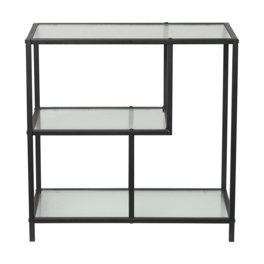 Vakkenkast Memphis - glas/ijzer - 60x60x30 cm afbeelding 