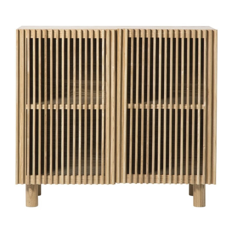Kast Japandi met 2 deuren - bruin - 80x72x33 cm afbeelding 