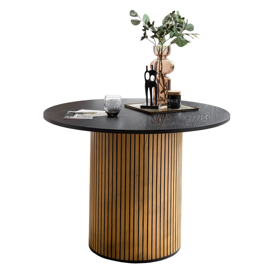 Artistiq Ronde Eettafel 'Shoua' Eiken, 100cm Artistiq Ronde Eettafel 'Shoua' Eiken, 100cm afbeelding