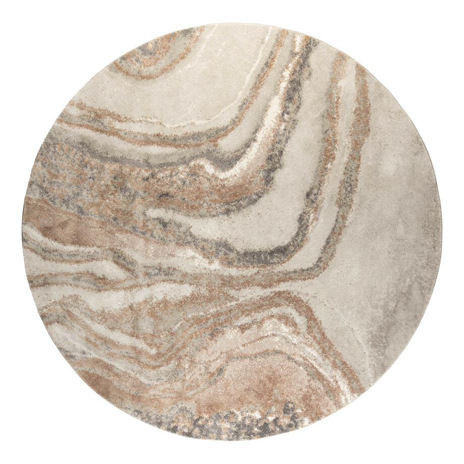 Zuiver Rond Vloerkleed 'Solar' 240cm, kleur Grijs/Bruin Zuiver Rond Vloerkleed 'Solar' 240cm, kleur Grijs/Bruin afbeelding 1