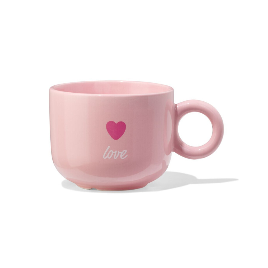 HEMA HEMA Mok 480ml Keramiek Hartjes 'love' Roze afbeelding 