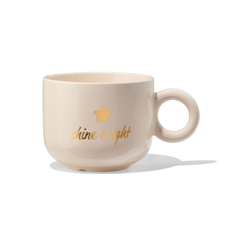 HEMA HEMA Mok 480ml Ster 'shine Bright' Beige afbeelding 
