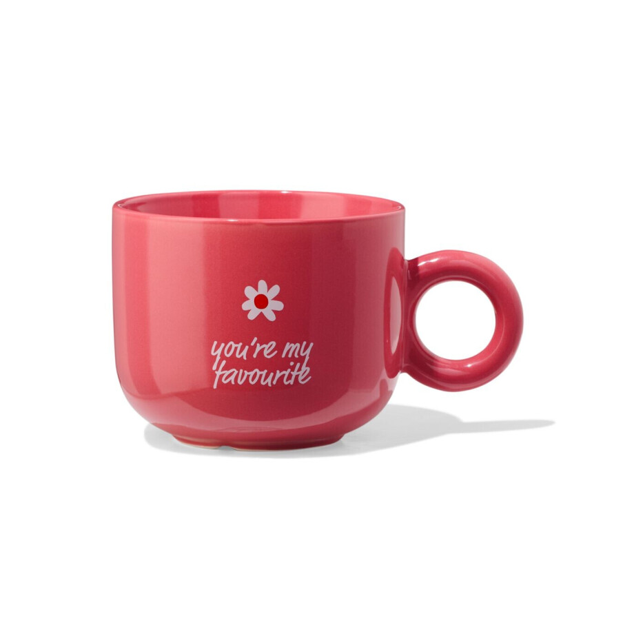 HEMA HEMA Mok 480ml Bloem 'you're My Favourite' Rood afbeelding 