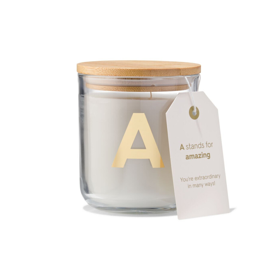 HEMA HEMA Kaars In Glas Ø8x10cm Letter A afbeelding 