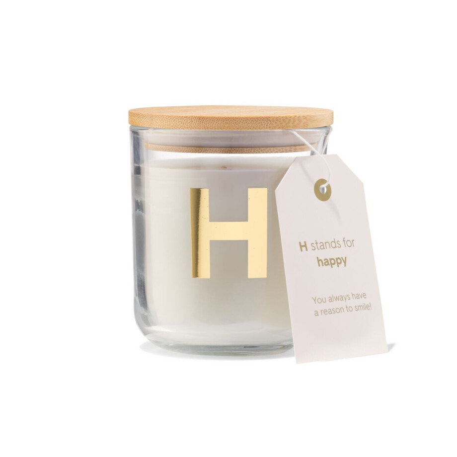 HEMA HEMA Kaars In Glas Ø8x10cm Letter H afbeelding 