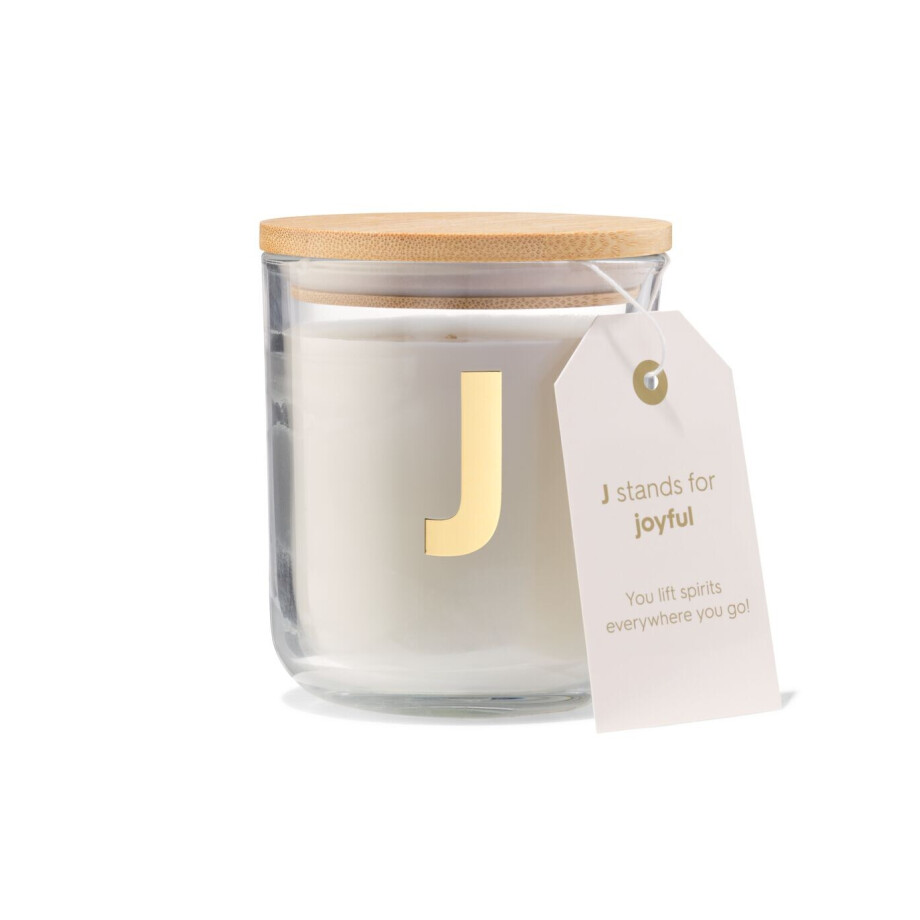 HEMA HEMA Kaars In Glas Ø8x10cm Letter J afbeelding 