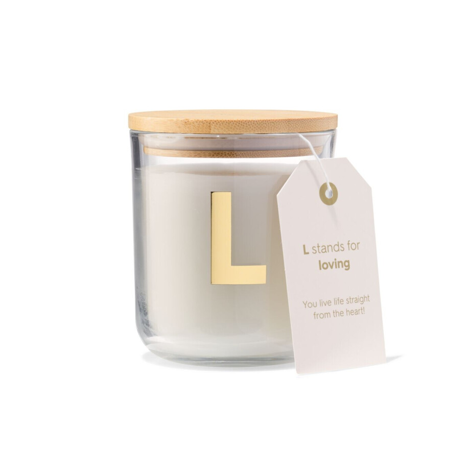 HEMA HEMA Kaars In Glas Ø8x10cm Letter L afbeelding 