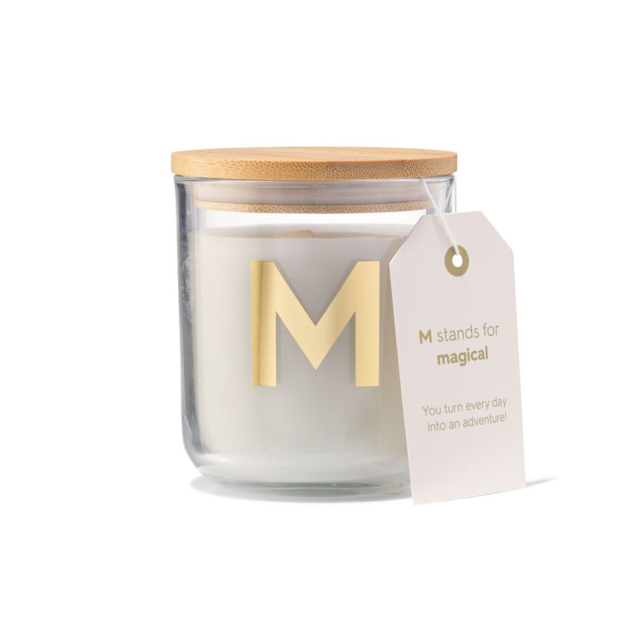 HEMA HEMA Kaars In Glas Ø8x10cm Letter M HEMA HEMA Kaars In Glas Ø8x10cm Letter M afbeelding