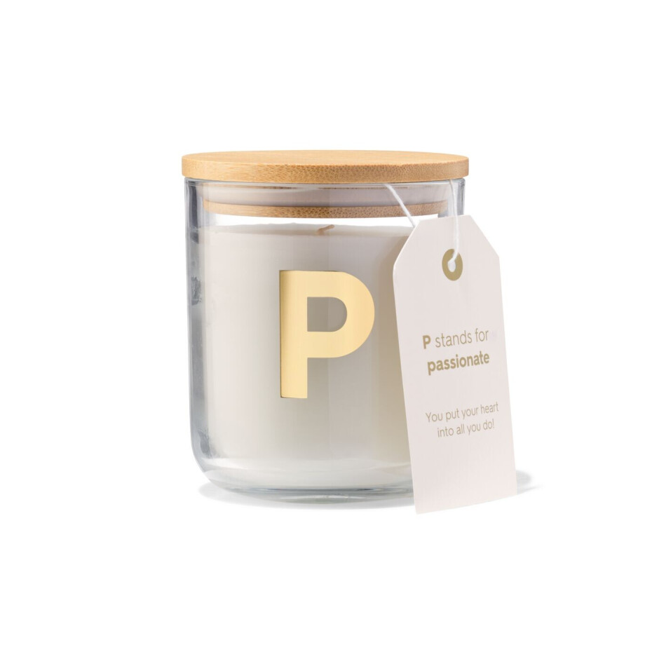 HEMA HEMA Kaars In Glas Ø8x10cm Letter P afbeelding 