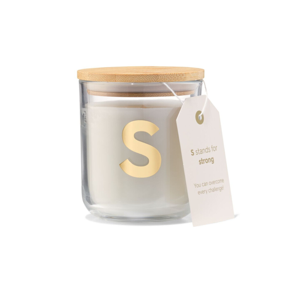 HEMA HEMA Kaars In Glas Ø8x10cm Letter S HEMA HEMA Kaars In Glas Ø8x10cm Letter S afbeelding