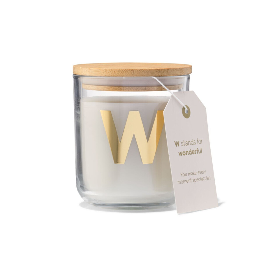 HEMA HEMA Kaars In Glas Ø8x10cm Letter W afbeelding 