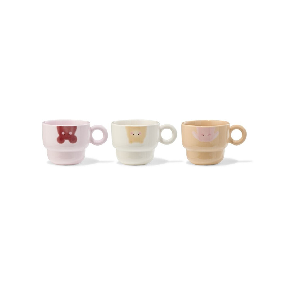 HEMA HEMA Mok 240 Ml Keramiek Dieren - 3 Stuks afbeelding 