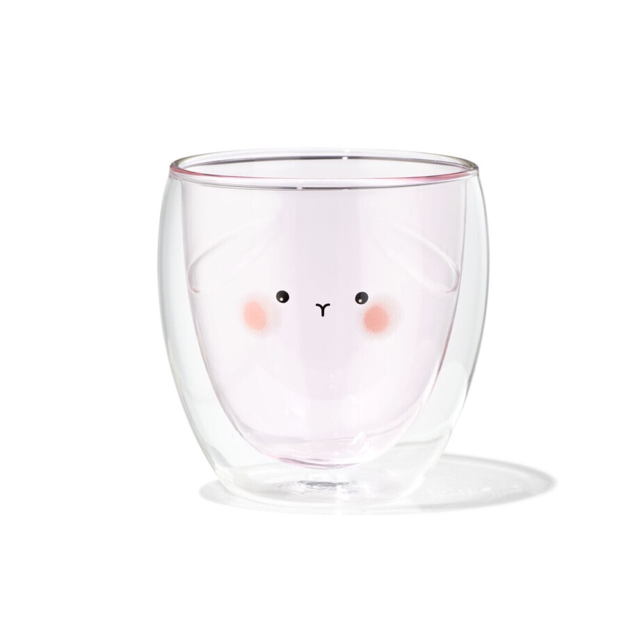 HEMA HEMA Dubbelwandig Glas 300ml Konijn Transparant afbeelding 