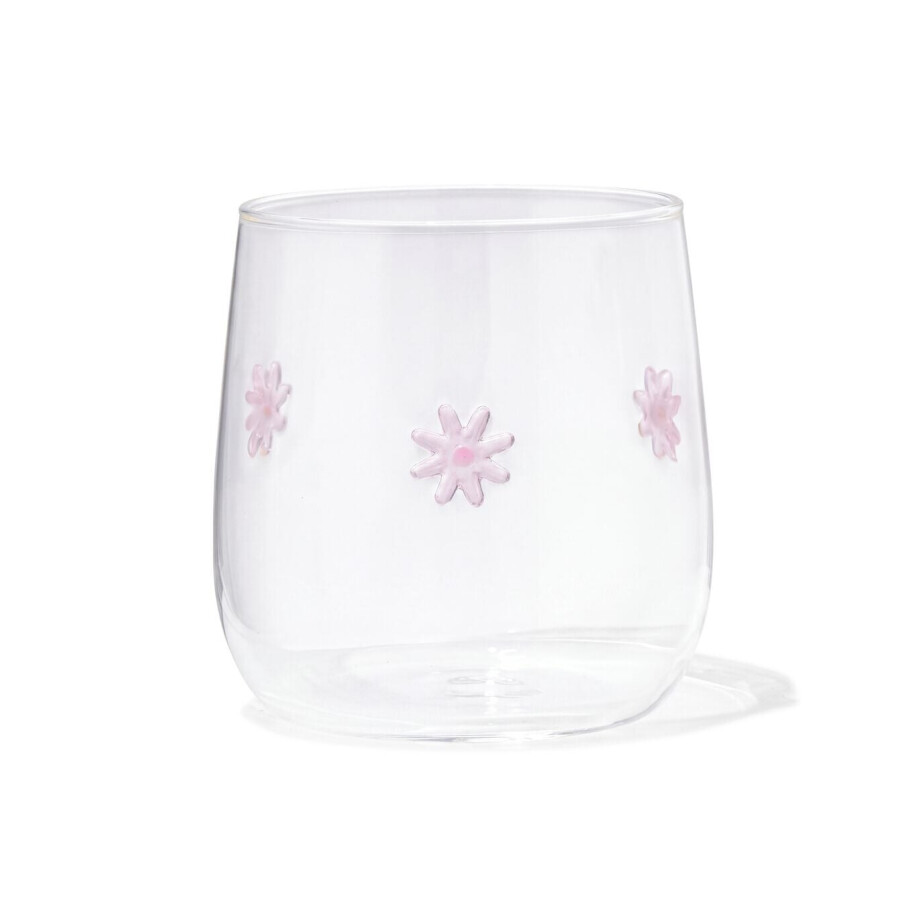 HEMA HEMA Glas 360ml Bloemen HEMA HEMA Glas 360ml Bloemen afbeelding