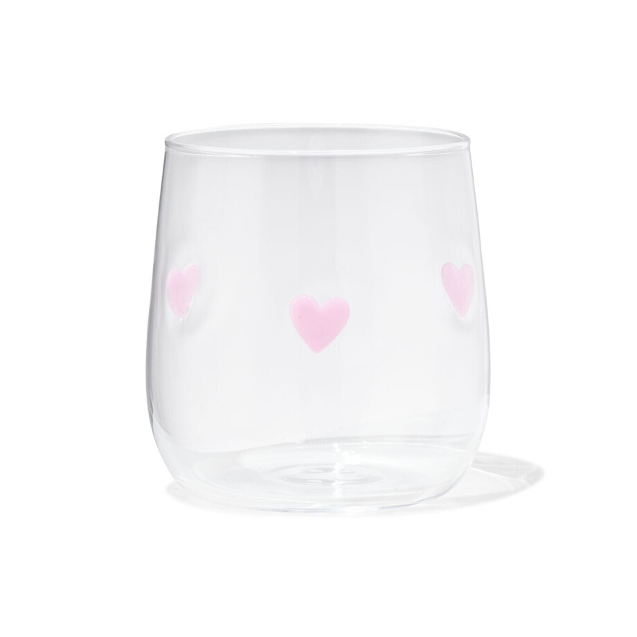 HEMA HEMA Glas 360ml Glas Hartjes - 2 Stuks afbeelding 