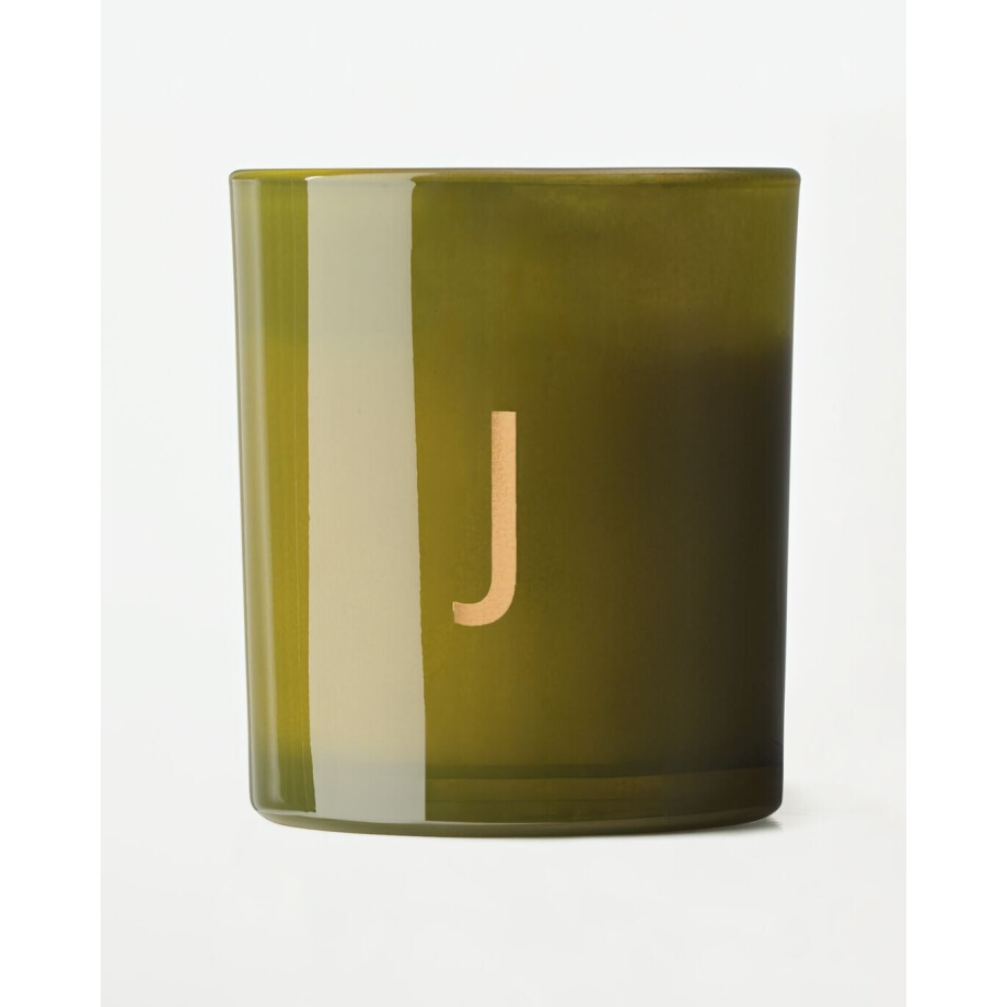 HEMA HEMA Kaars In Glas ⌀8x9cm Letter J (groen) afbeelding 1