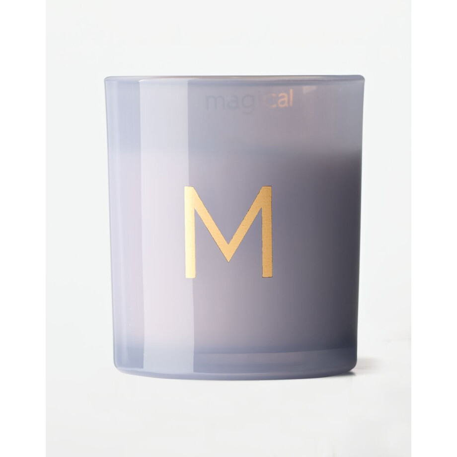 HEMA HEMA Kaars In Glas ⌀8x9cm Letter M (lichtblauw) afbeelding 1