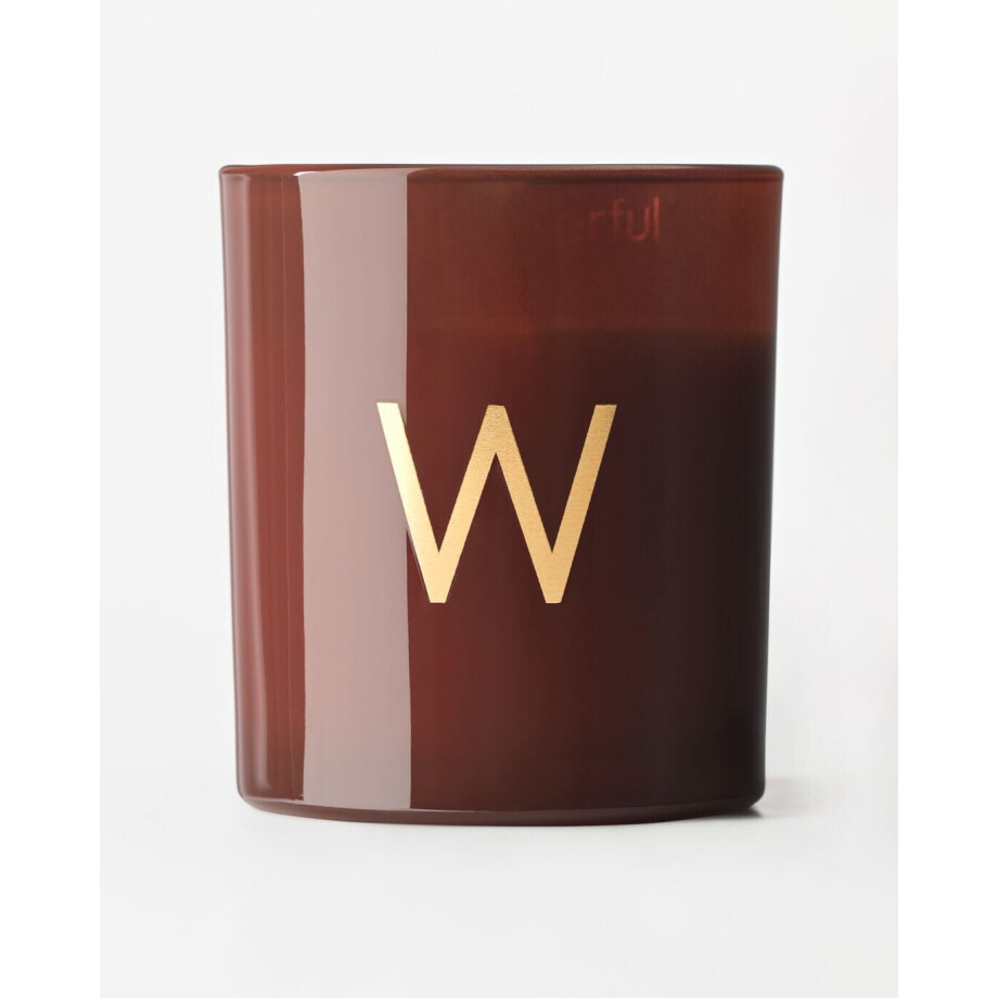 HEMA HEMA Kaars In Glas ⌀8x9cm Letter W (cognac) afbeelding 1
