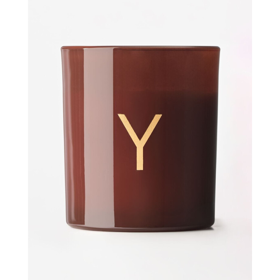HEMA HEMA Kaars In Glas ⌀8x9cm Letter Y (cognac) afbeelding 1