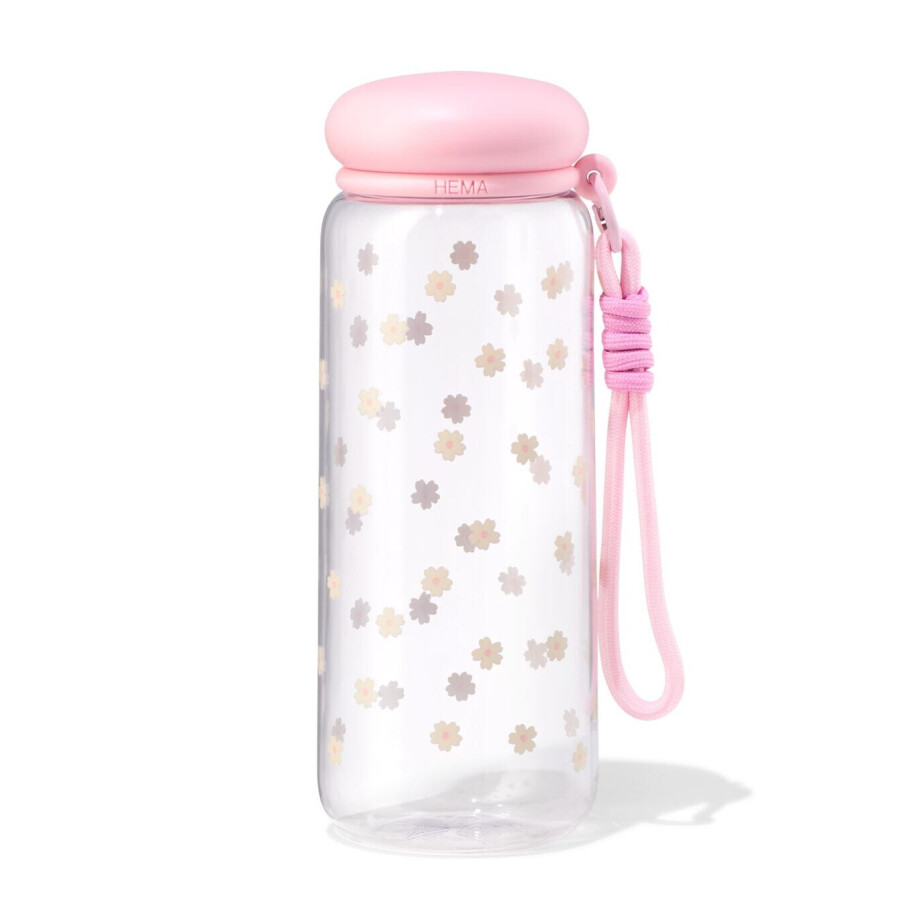 HEMA HEMA Waterfles 700ml Met Draagkoord Bloemen afbeelding 