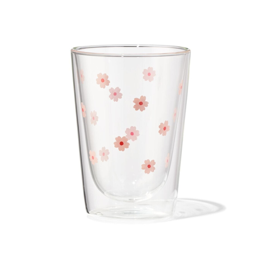 HEMA HEMA Dubbelwandig Glas 350ml Bloemen afbeelding 