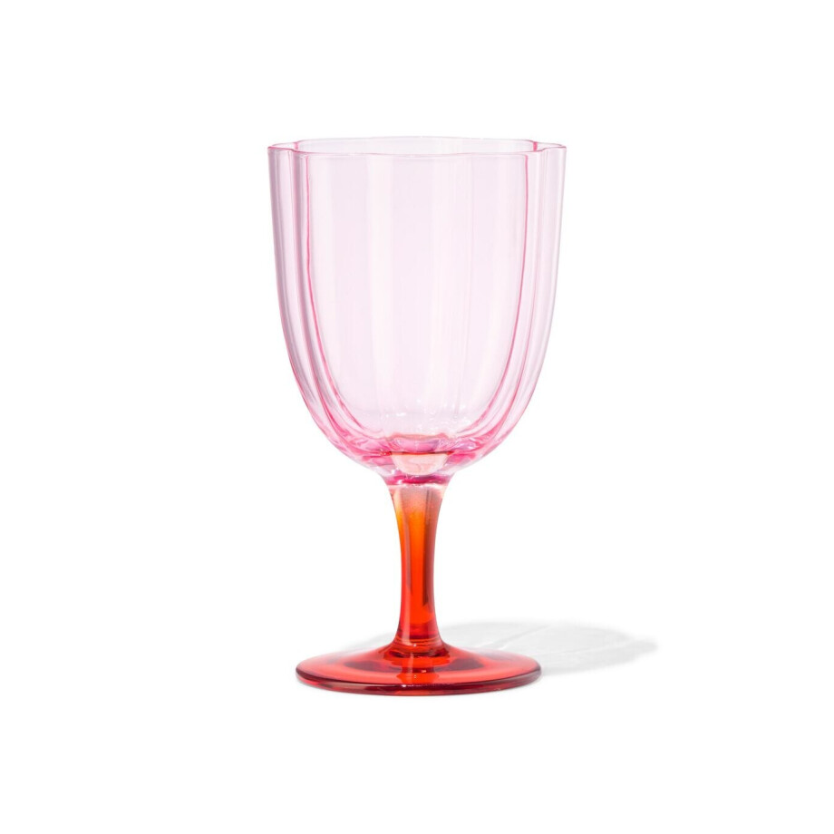 HEMA HEMA Wijnglas 190ml Bloemvorm Roze afbeelding 