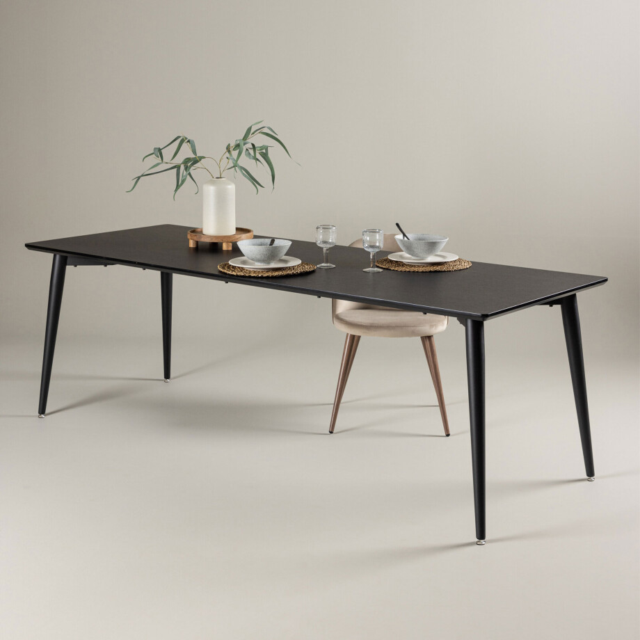 Nohr Eettafel 'Tabia' MDF 230 x 85cm, kleur Zwart afbeelding 1