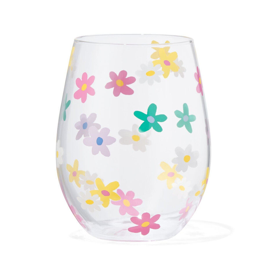 HEMA HEMA Drinkglas 550ml Bloemen HEMA HEMA Drinkglas 550ml Bloemen afbeelding