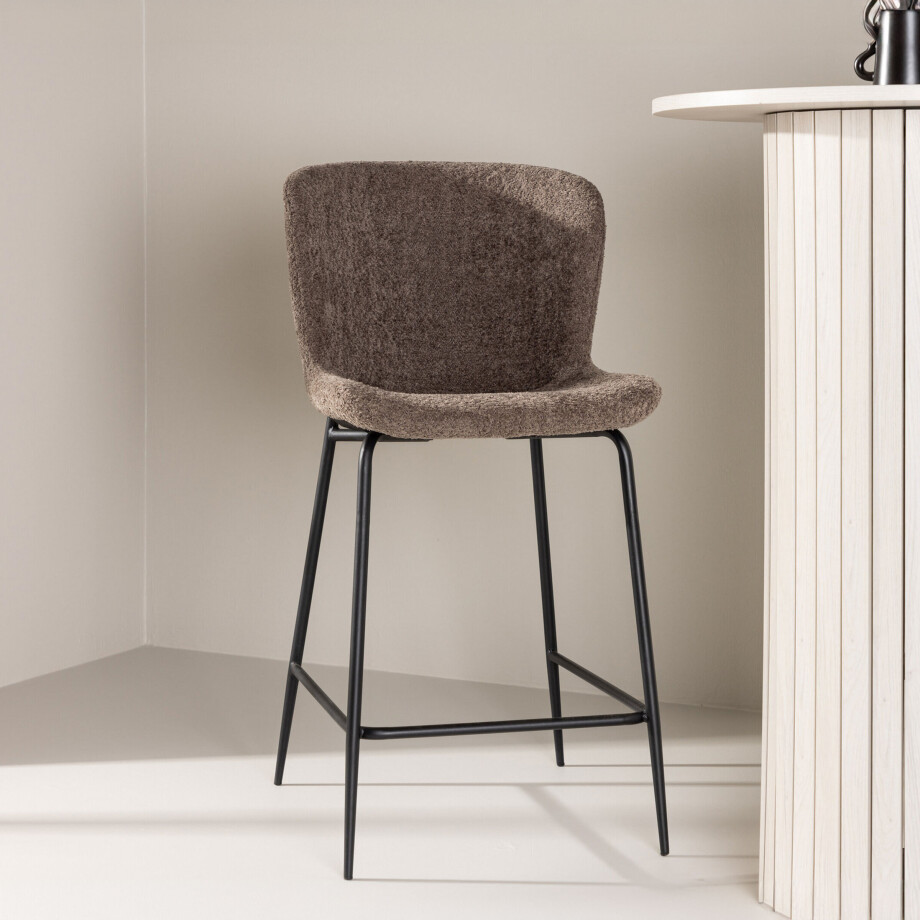 Nohr Barkruk 'Artesha' Bouclé, kleur Bruin (zithoogte 65cm) afbeelding 1